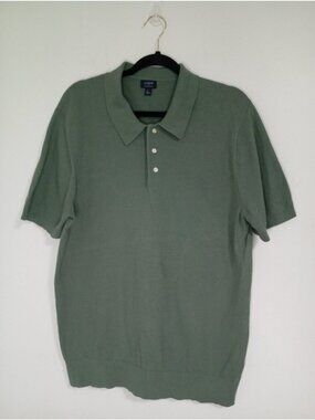 J.Crew Mens Green Polo Shirt Large 100% Cotton Short Sleeve Classic Knit